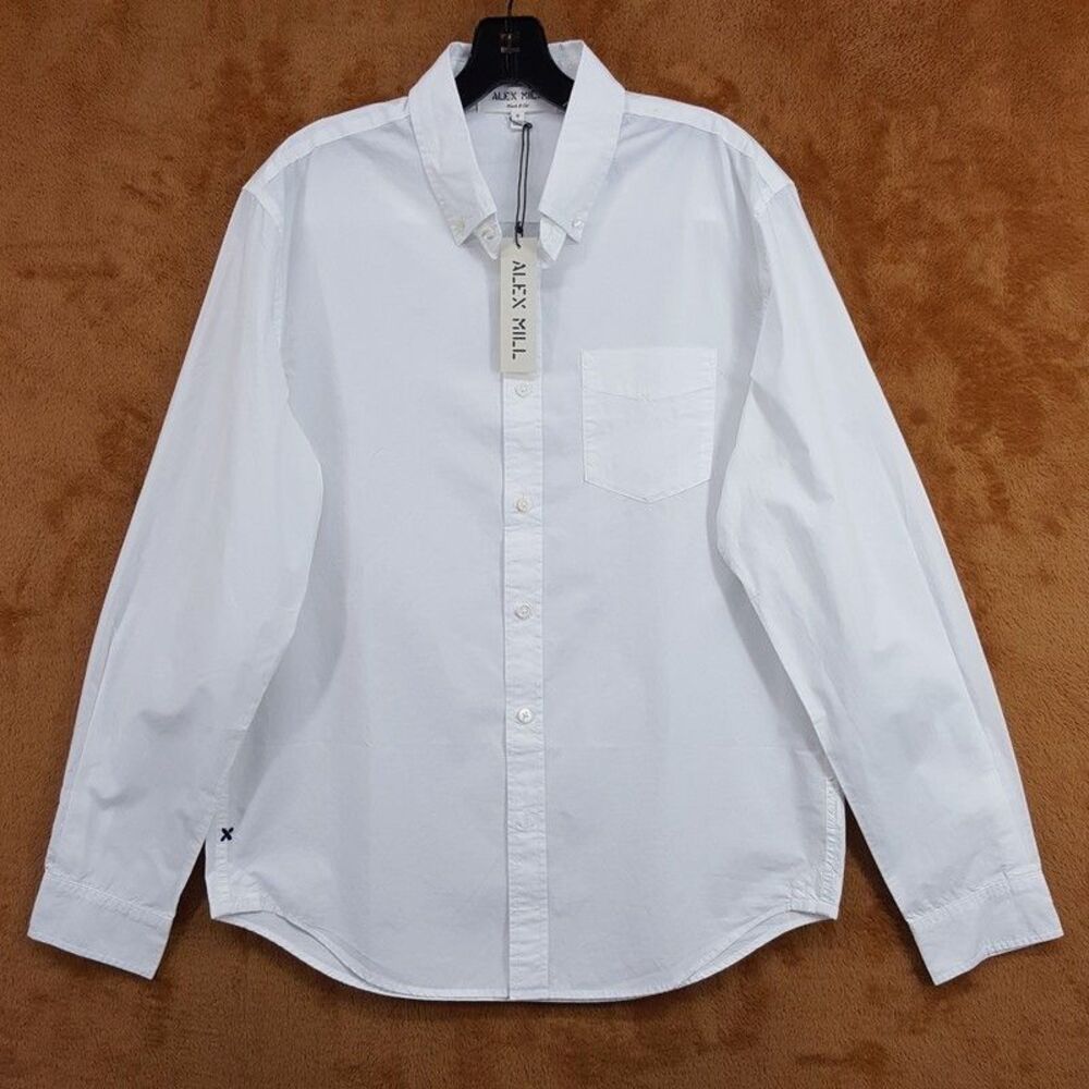 ALEX MILL Button Down Shirt Mens Small White Button Up 100% Cotton Mill Shirt